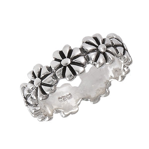 Sterling Silver Dairy Flower Band Ring