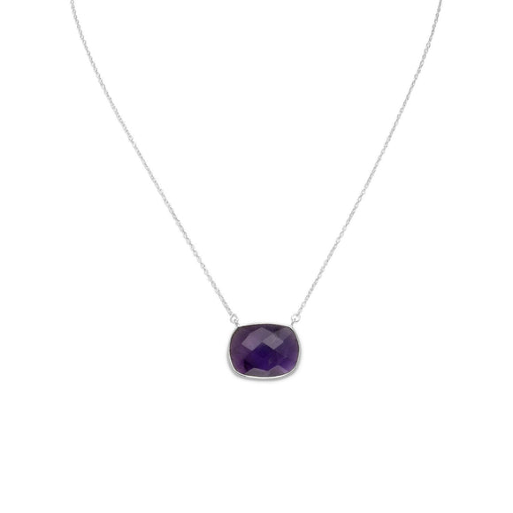 Sterling Silver Square Amethyst Necklace