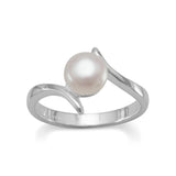 Sterling Silver Crossover Pearl Ring