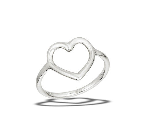 Sterling Silver Smooth Open Heart Ring