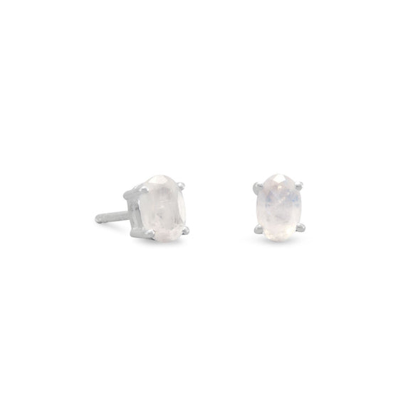 Sterling Silver Oval Moonstone Studs
