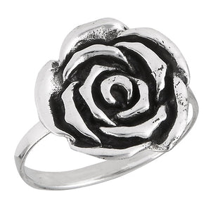 Sterling Silver Flat Rose Ring