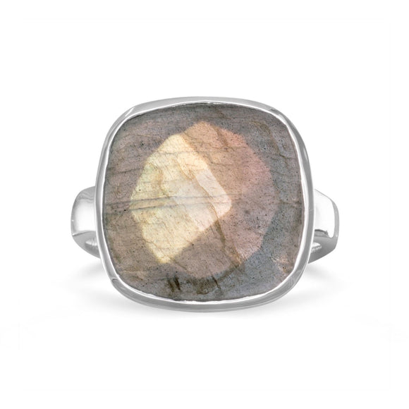 Sterling Silver Large Faceted Labradorite Ring