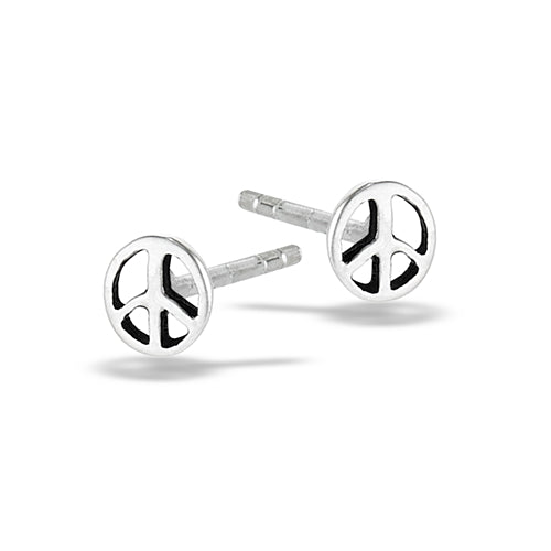 Solid Sterling Silver James Charlie Jewlry Small Peace Sign Studs