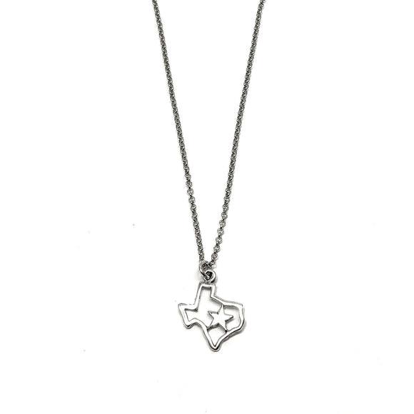 Sterling Silver Texas with Star Necklace