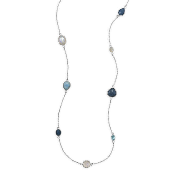 Sterling Silver 29” Multi Stone Necklace