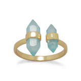 14K Gold Over Sterling Adjustable Chalcedony Ring