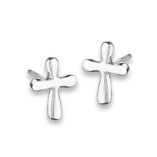 Sterling Silver Rounded Cross Studs