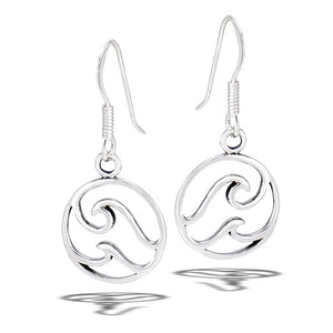 Sterling Silver Double Wave Earrings