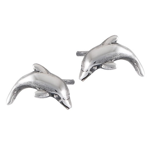 Sterling Silver 3D Dolphin Studs