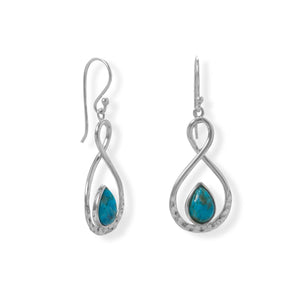 Sterling Silver Hammered Turquoise Drop Earrings