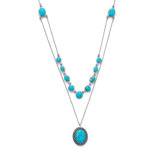 Sterling Silver Double Row Turquoise Necklace