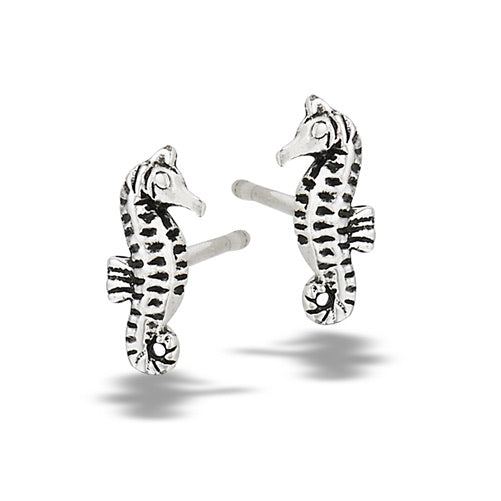 Sterling Silver Sea Horse Studs