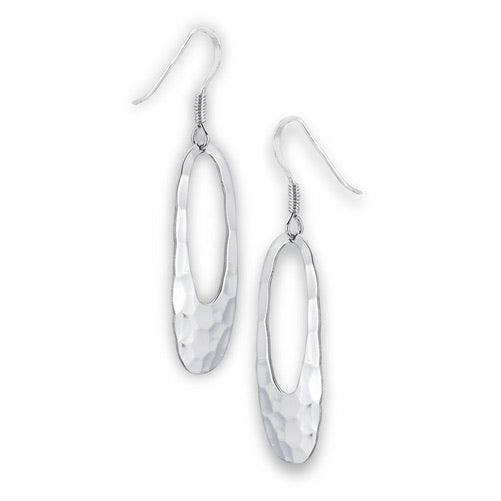 Sterling Silver Hammered Oval Earrings