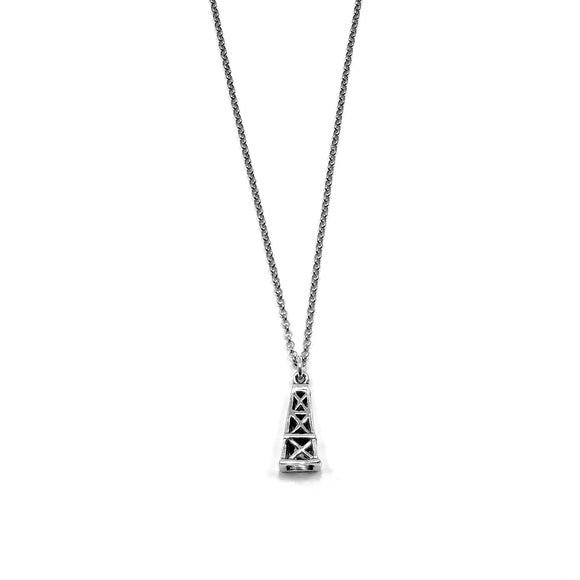 Sterling Silver Oil Rig Charm Necklace