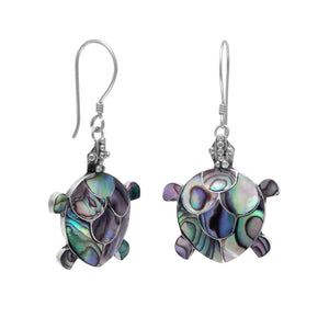Turtley Awesome Sterling Silver Abalone Turtle Earrings
