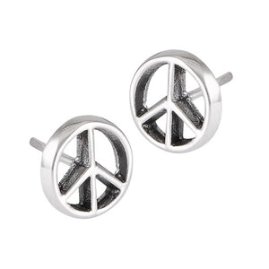 Sterling Silver Peace Symbol Studs