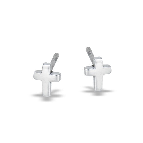 Sterling Silver Small Cross Studs
