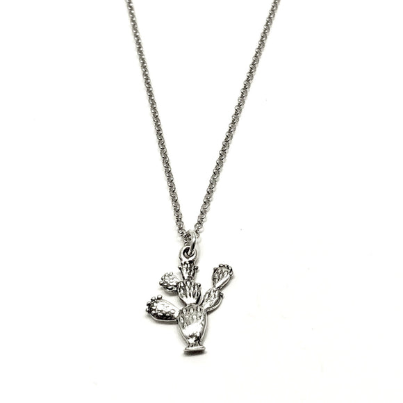 Sterling Silver Flat Cactus Necklace