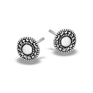 Sterling Silver Granulated Circle Studs