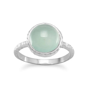 Sterling Silver Hammered Circle Chalcedony Ring