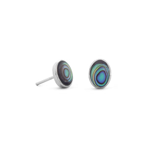 Sterling Silver Oval Abalone Shell Studs