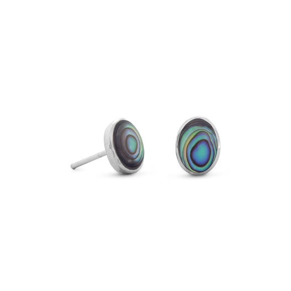 Sterling Silver Oval Abalone Shell Studs