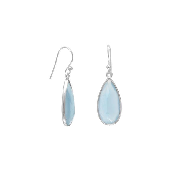 Sterling Silver Light Blue Chalcedony Drop Earrings