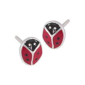 Sterling Silver Red Lady Bug Studs