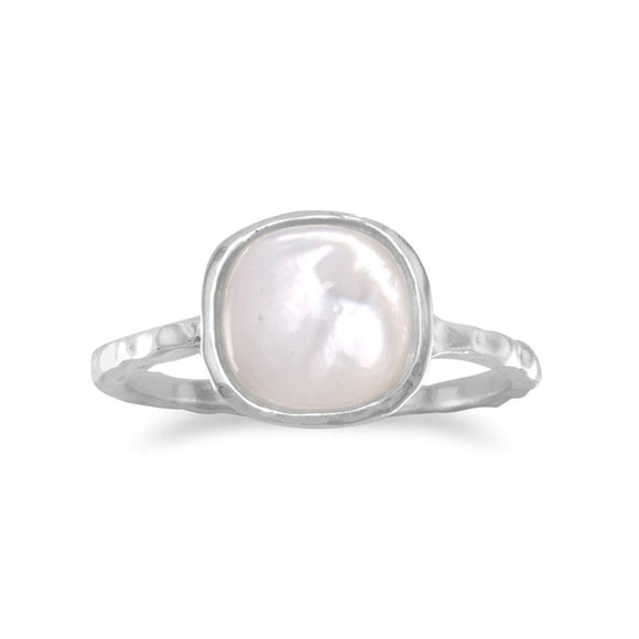Sterling Silver Square Mother of Pearl Ring